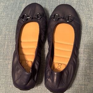 Me Too Navy Leather Ballet Flats